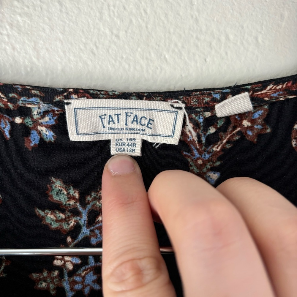 FatFace Multicolor Nate Craft Floral Print Puff Sleeve V-neck Midi Dress Size 12 - Picture 7 of 10